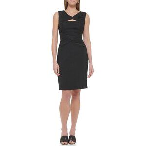 DKNY Womens Size 6 Black Knot Accent The Knee Cocktail Sheath Dress NEW No Tags